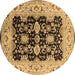 Round Oriental Brown Traditional Rug, urb2885brn