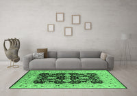 Machine Washable Oriental Emerald Green Traditional Rug, wshurb2885emgrn