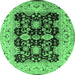 Round Oriental Emerald Green Traditional Rug, urb2885emgrn