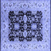 Square Machine Washable Oriental Blue Traditional Rug, wshurb2885blu