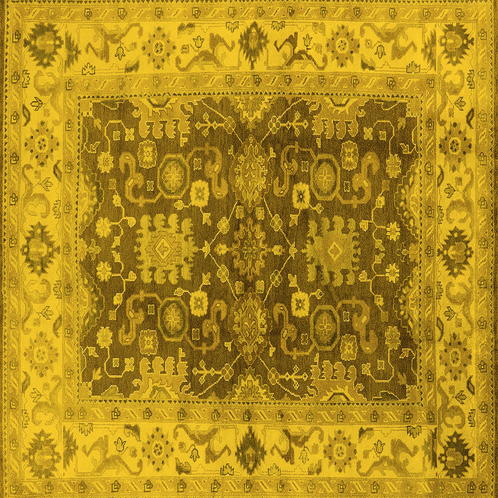 Square Machine Washable Oriental Yellow Traditional Rug, wshurb2886yw