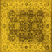 Square Machine Washable Oriental Yellow Traditional Rug, wshurb2886yw