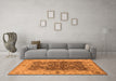 Machine Washable Oriental Orange Traditional Area Rugs in a Living Room, wshurb2886org