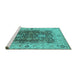 Sideview of Machine Washable Oriental Turquoise Traditional Area Rugs, wshurb2886turq