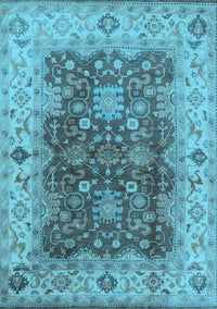 Oriental Light Blue Traditional Rug, urb2886lblu