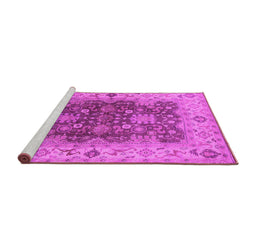 Sideview of Machine Washable Oriental Pink Traditional Rug, wshurb2886pnk