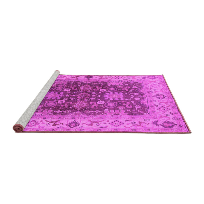 Sideview of Machine Washable Oriental Pink Traditional Rug, wshurb2886pnk