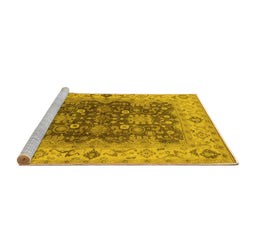 Sideview of Machine Washable Oriental Yellow Traditional Rug, wshurb2886yw