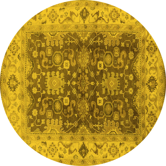 Round Oriental Yellow Traditional Rug, urb2886yw