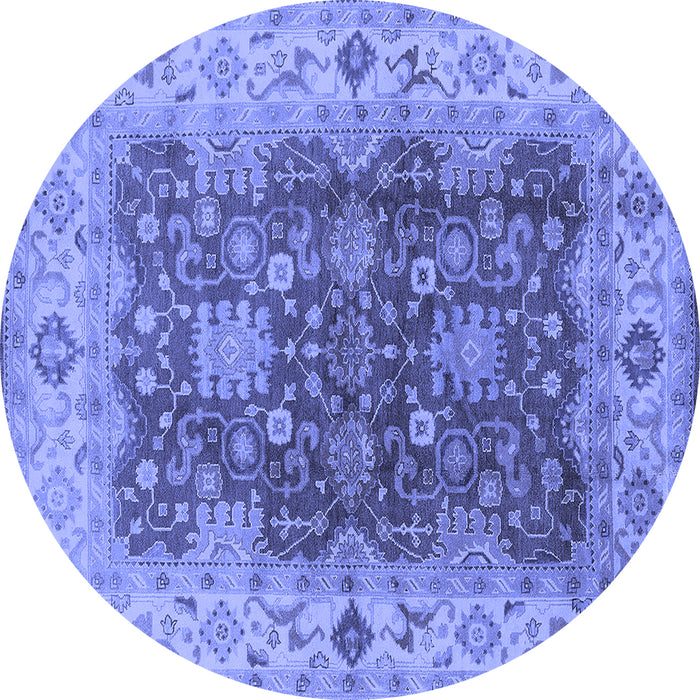 Round Machine Washable Oriental Blue Traditional Rug, wshurb2886blu