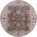 Round Machine Washable Industrial Modern Puce Purple Rug, wshurb2886