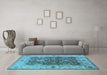 Machine Washable Oriental Light Blue Traditional Rug in a Living Room, wshurb2886lblu