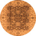 Round Machine Washable Oriental Orange Traditional Area Rugs, wshurb2886org