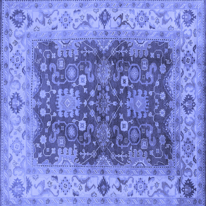 Square Machine Washable Oriental Blue Traditional Rug, wshurb2886blu