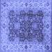 Square Machine Washable Oriental Blue Traditional Rug, wshurb2886blu
