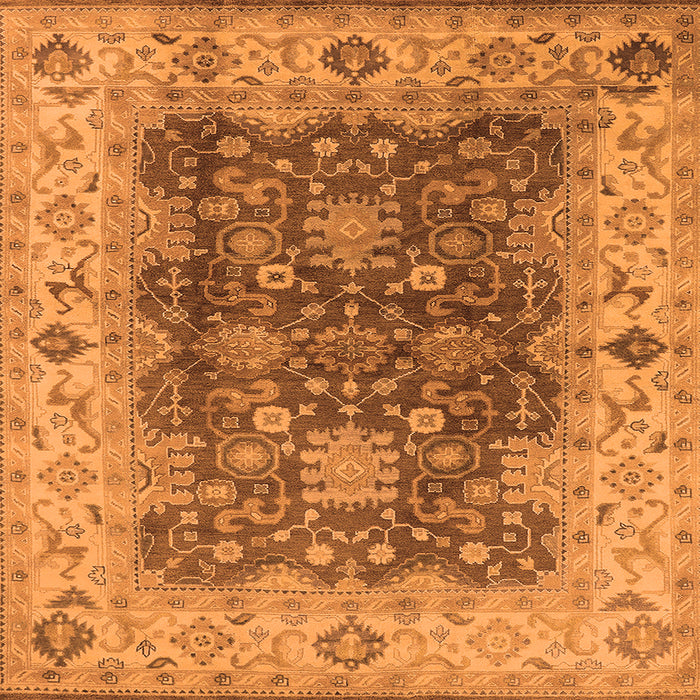 Square Machine Washable Oriental Orange Traditional Area Rugs, wshurb2886org