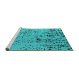 Sideview of Machine Washable Solid Turquoise Modern Area Rugs, wshurb2887turq
