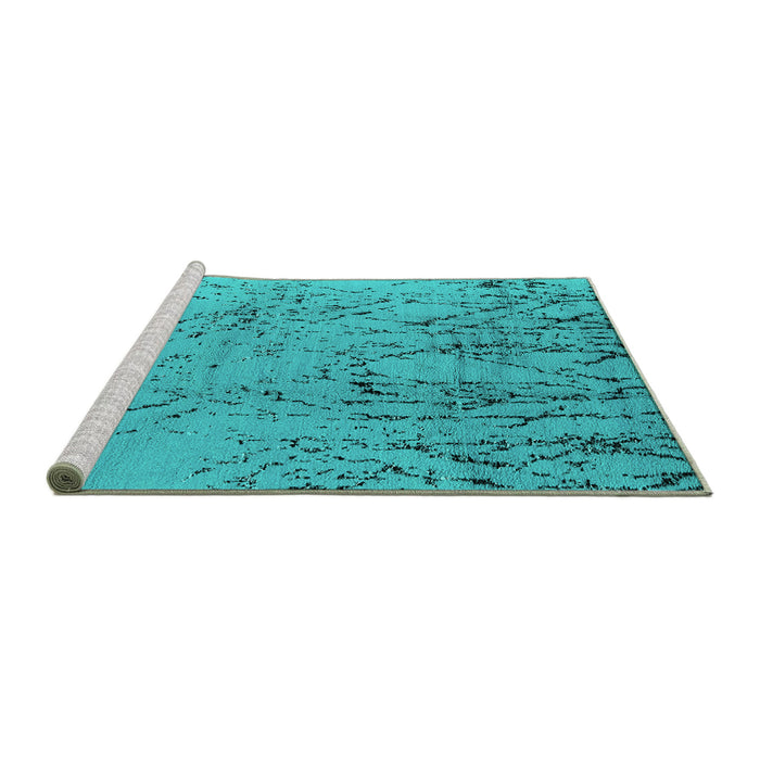 Sideview of Machine Washable Solid Turquoise Modern Area Rugs, wshurb2887turq