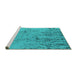 Sideview of Machine Washable Solid Turquoise Modern Area Rugs, wshurb2887turq