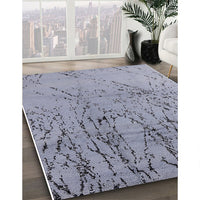 Mid-Century Modern Slate Blue Grey Solid Rug, urb2887