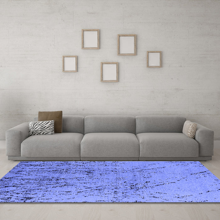 Machine Washable Solid Blue Modern Rug in a Living Room, wshurb2887blu