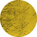 Round Solid Yellow Modern Rug, urb2887yw