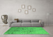 Machine Washable Solid Green Modern Area Rugs in a Living Room,, wshurb2887grn