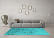 Machine Washable Solid Turquoise Modern Area Rugs in a Living Room,, wshurb2887turq