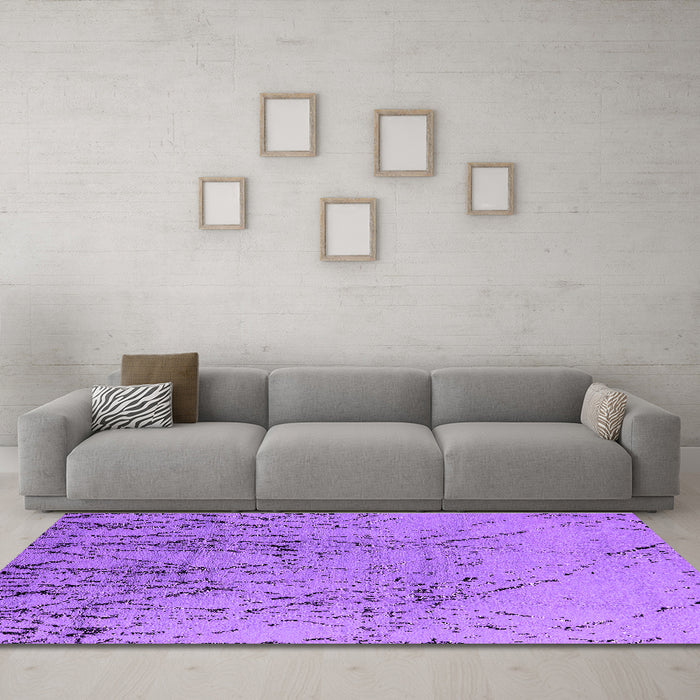 Machine Washable Solid Purple Modern Area Rugs in a Living Room, wshurb2887pur