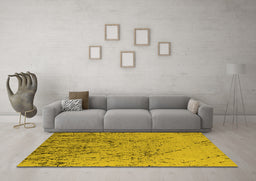 Machine Washable Solid Yellow Modern Rug in a Living Room, wshurb2887yw