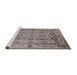 Sideview of Machine Washable Industrial Modern Silver Pink Rug, wshurb2888