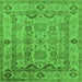 Square Machine Washable Oriental Green Traditional Area Rugs, wshurb2888grn