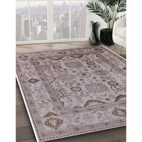 Mid-Century Modern Silver Pink Oriental Rug, urb2888