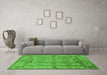 Machine Washable Oriental Green Traditional Area Rugs in a Living Room,, wshurb2888grn