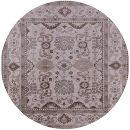 Round Machine Washable Industrial Modern Silver Pink Rug, wshurb2888