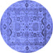 Round Oriental Blue Traditional Rug, urb2888blu