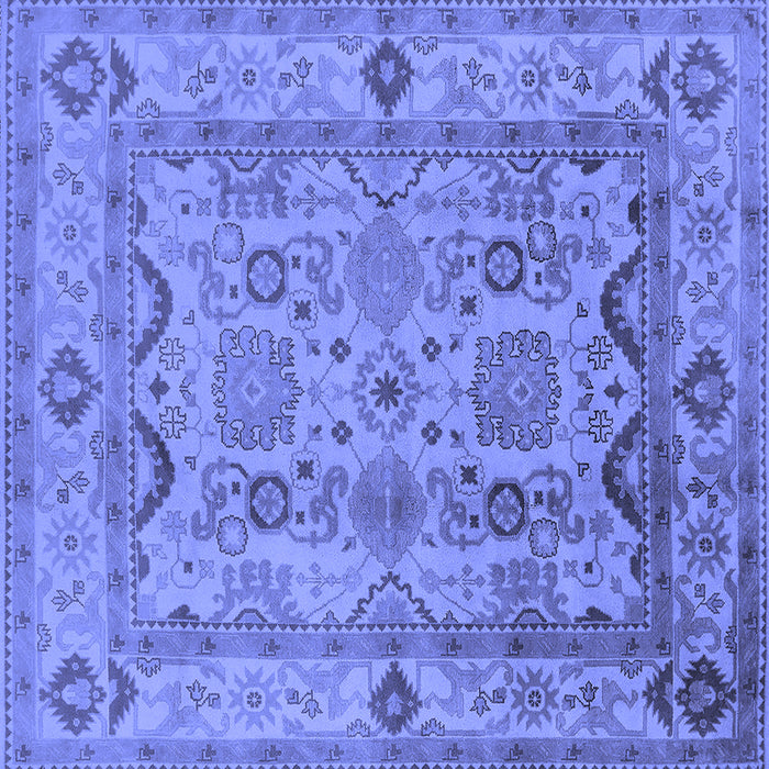 Square Machine Washable Oriental Blue Traditional Rug, wshurb2888blu