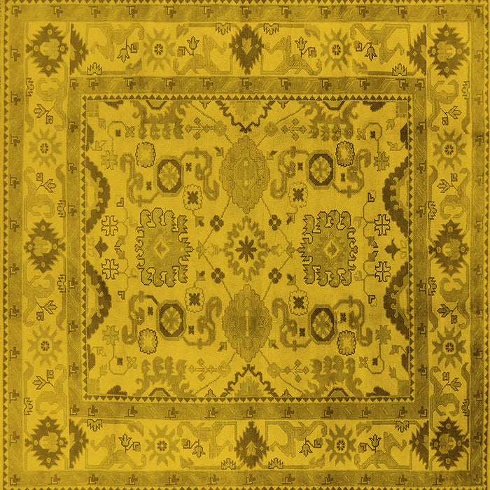 Square Machine Washable Oriental Yellow Traditional Rug, wshurb2888yw