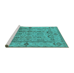 Sideview of Machine Washable Oriental Turquoise Traditional Area Rugs, wshurb2888turq