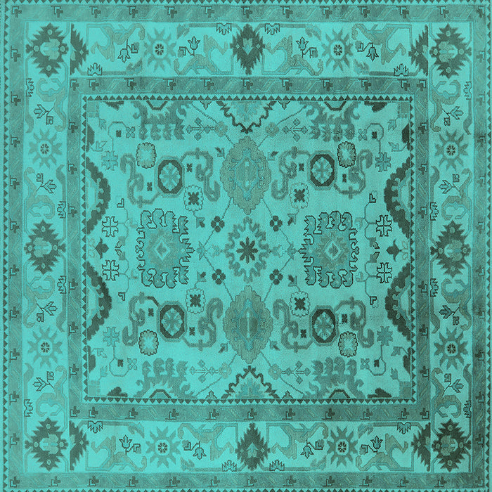 Square Oriental Turquoise Traditional Rug, urb2888turq