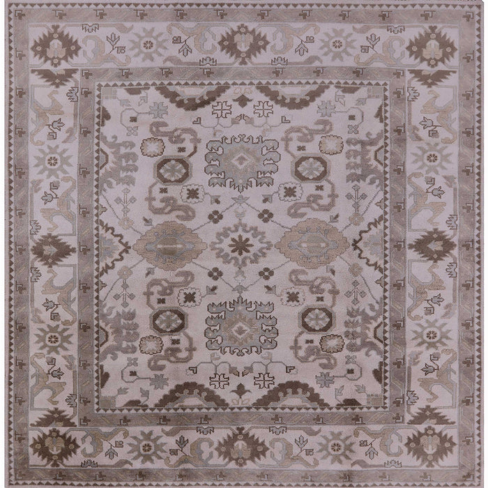 Square Mid-Century Modern Silver Pink Oriental Rug, urb2888