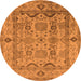 Round Machine Washable Oriental Orange Traditional Area Rugs, wshurb2888org