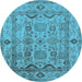 Round Oriental Light Blue Traditional Rug, urb2888lblu