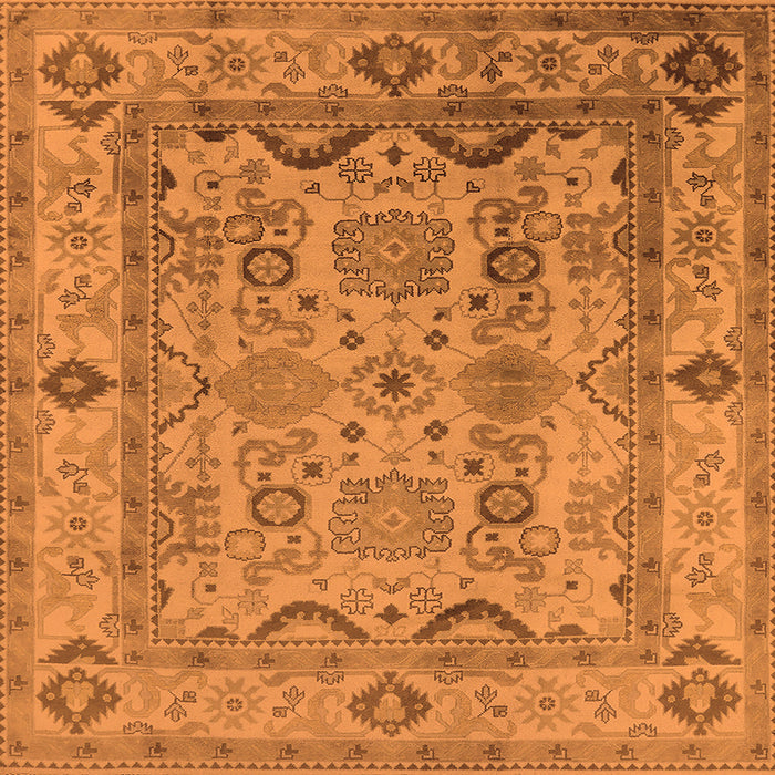 Square Oriental Orange Traditional Rug, urb2888org