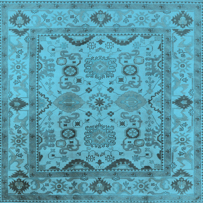 Square Machine Washable Oriental Light Blue Traditional Rug, wshurb2888lblu