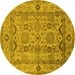 Round Oriental Yellow Traditional Rug, urb2888yw