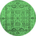 Round Oriental Emerald Green Traditional Rug, urb2888emgrn