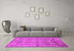 Machine Washable Oriental Pink Traditional Rug in a Living Room, wshurb2888pnk