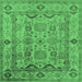 Square Machine Washable Oriental Emerald Green Traditional Area Rugs, wshurb2888emgrn