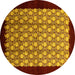 Round Oriental Yellow Industrial Rug, urb2889yw